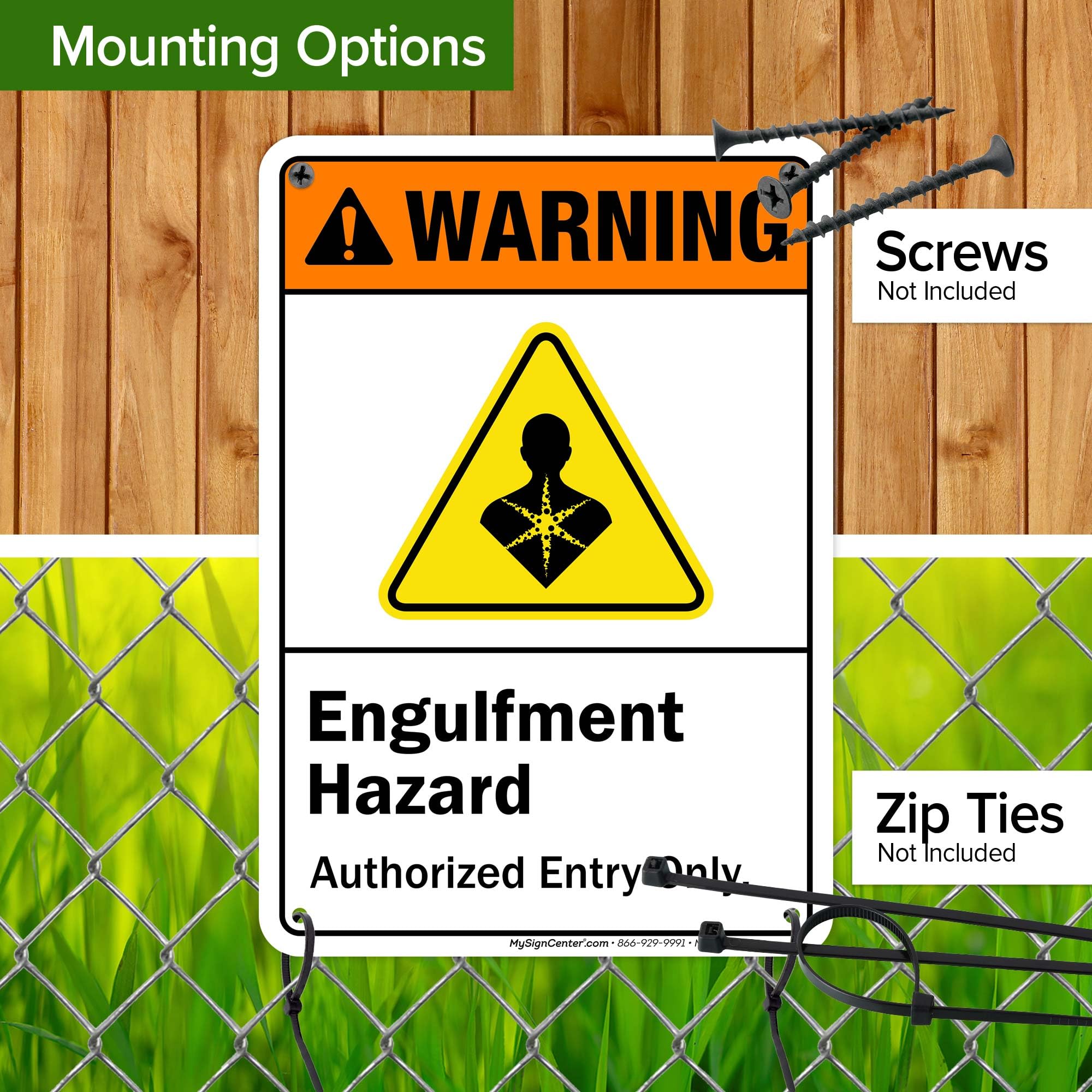 Amazon.com : Warning Engulfment Hazard Authorized Entry Only Sign